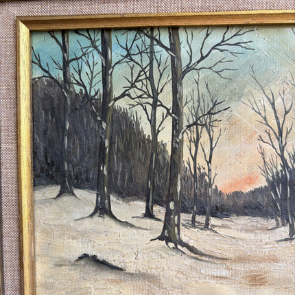Vintage Winter Landscape Oil Painting "Winter Trees" Traditional Small Art Holland Art Shop