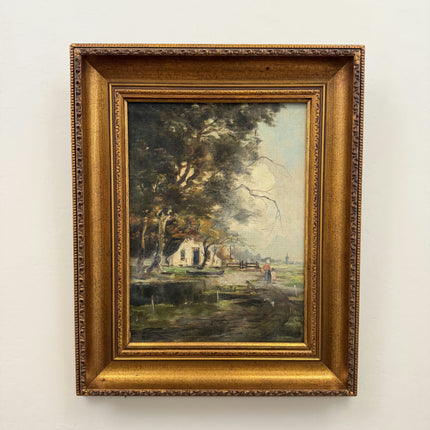 Elegant Landscape Oil Painting "Thatched Cottage" Handcrafted Artwork Holland Art Shop
