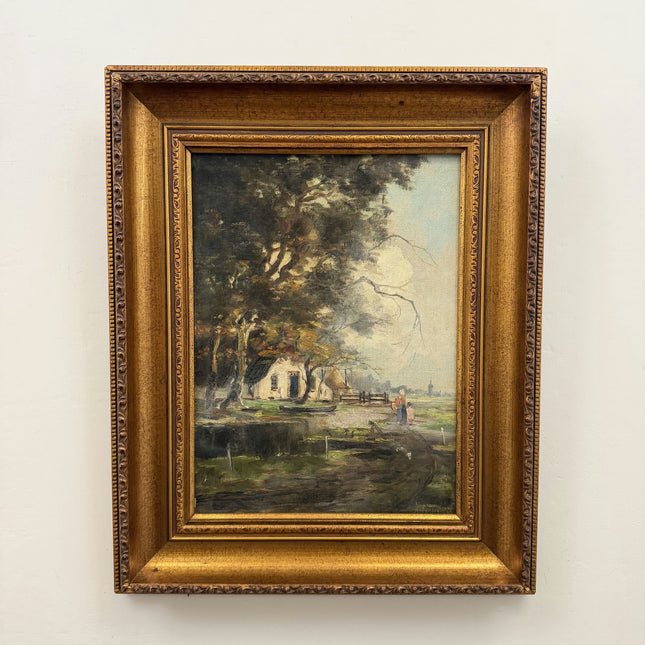 Elegant Landscape Oil Painting "Thatched Cottage" Handcrafted Artwork Holland Art Shop