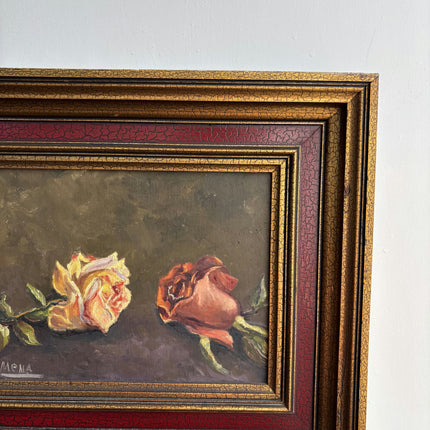 Classic Floral Still Life Oil Painting "Framed Roses" Handcrafted Artwork Holland Art Shop