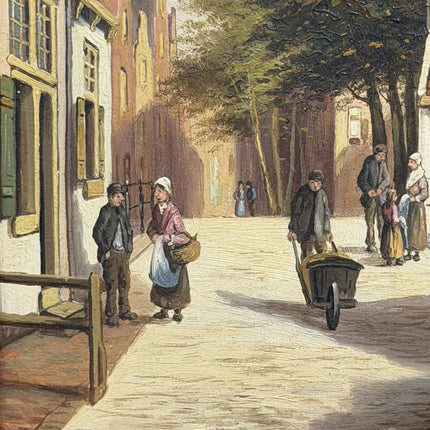 Refined Cityscape Oil Painting "Village Street" Detailed Artwork Holland Art Shop
