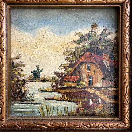 Traditional Landscape Oil Painting "Ornate Frame" Authentic Small Art Holland Art Shop