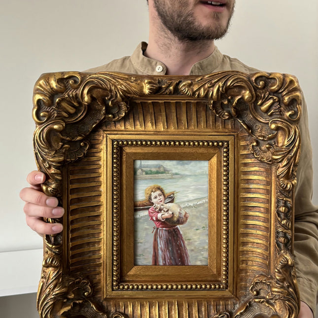 Expressive Portrait Oil Painting "Man HoldingFrame" Classic Artwork Holland Art Shop