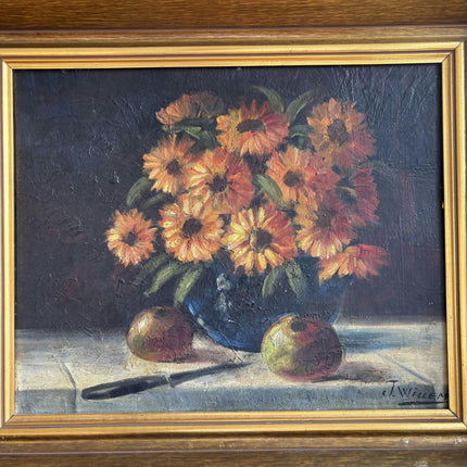 Elegant Floral Still Life Oil Painting "Sunflower Bouquet" Vintage Artwork Holland Art Shop