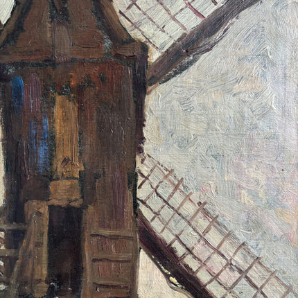 Elegant Landscape Oil Painting "Windmill Tower" Rustic Belgique Artwork Holland Art Shop