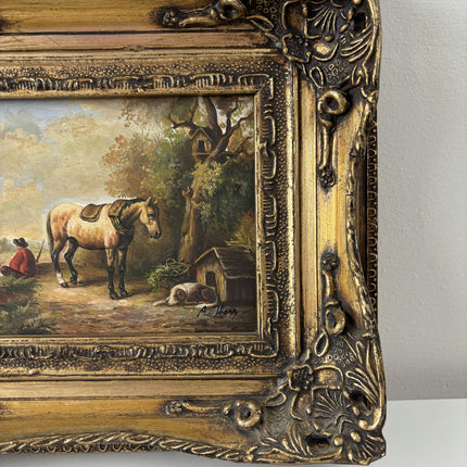 19th Century Oil Painting Figurative "Saddle Horse" French Artwork Holland Art Shop