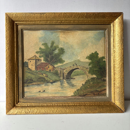 Authentic Landscape Oil Painting "Stone Bridge" Elegant Artwork Holland Art Shop