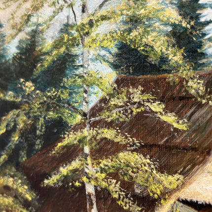 Handcrafted Animals Oil Painting "Thatched Barn" Timeless Small Artwork Holland Art Shop