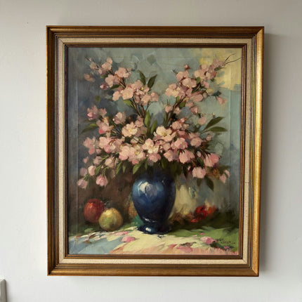 Handcrafted Floral Still Life Oil Painting "Blue Vase" Classic Artwork Holland Art Shop