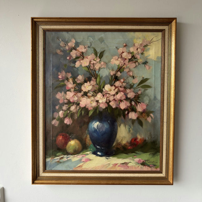 Handcrafted Floral Still Life Oil Painting "Blue Vase" Classic Artwork Holland Art Shop