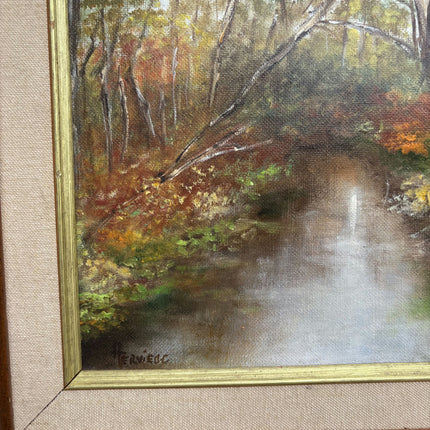Rustic Landscape Oil Painting "Wooded Stream" Vintage Artwork Holland Art Shop