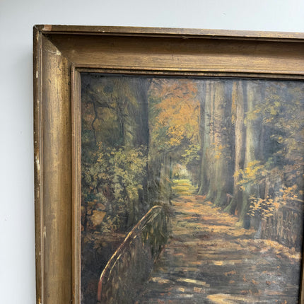 Expressive Landscape Oil Painting "Wooden Bridge" Rustic Artwork Holland Art Shop