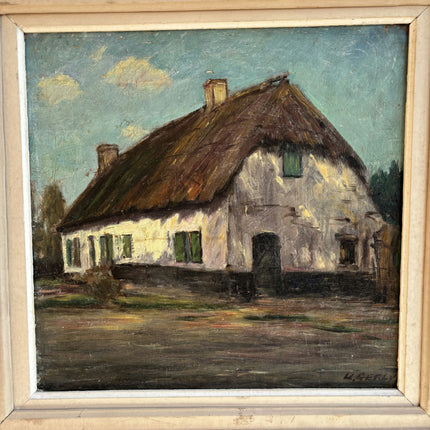 Elegant Farm Oil Painting "Thatched Cottage" Detailed Artwork Holland Art Shop