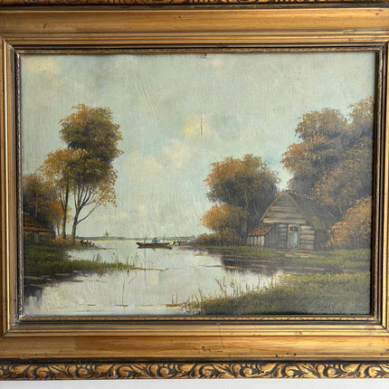 Rustic Landscape Oil Painting "Gilded Frame" Authentic Art Holland Art Shop