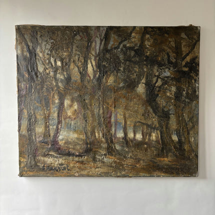 19th Century Antique Landscape Oil Painting "Textured Canvas" Artwork Holland Art Shop