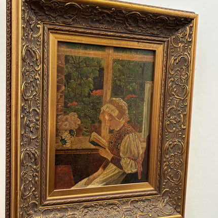 Rustic Portrait Oil Painting "Reading Woman" Authentic Art Holland Art Shop
