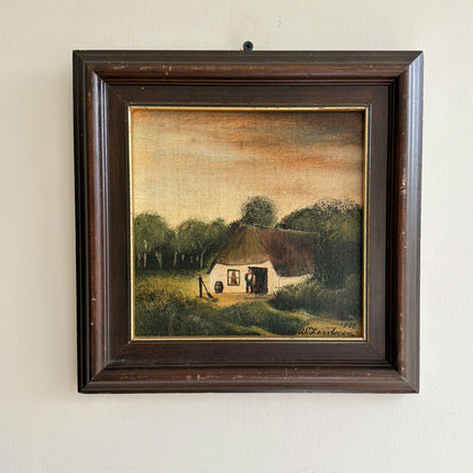 Elegant Landscape Oil Painting "Thatched Cottage" Timeless Small Artwork Holland Art Shop