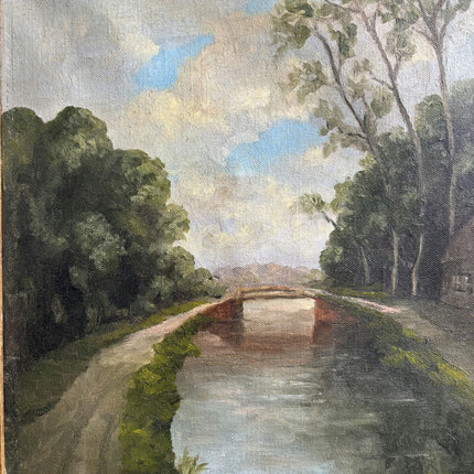Authentic Landscape Oil Painting "Canal Bridge" Classic Artwork Holland Art Shop