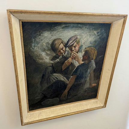 Elegant Figurative Oil Painting "Three Boys" Authentic Belgian Art Holland Art Shop