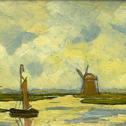 Authentic Landscape Oil Painting "Sailing Boat" Detailed Small Art Holland Art Shop