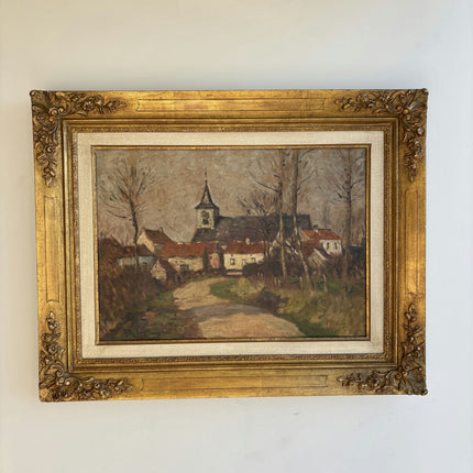 Original Landscape Oil Painting "Village Church" Refined Art Holland Art Shop