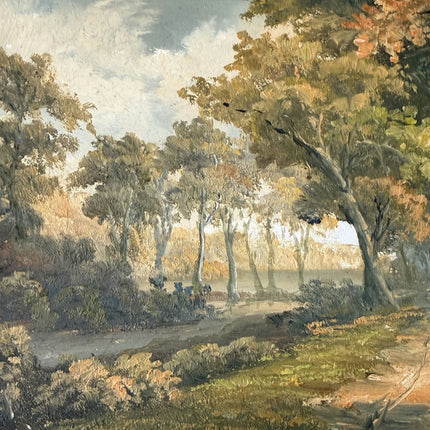 Vintage Oil Painting Landscape "Autumn Pathway" Refined Small Art Holland Art Shop