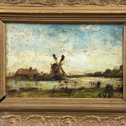 19th Century Antique Landscape Oil Painting "Ornate Frame" Art Holland Art Shop