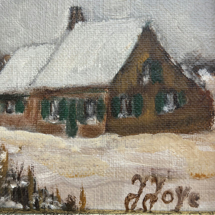 Traditional Winter Landscape Oil Painting "Snowy Tree" Rustic Small Art Holland Art Shop