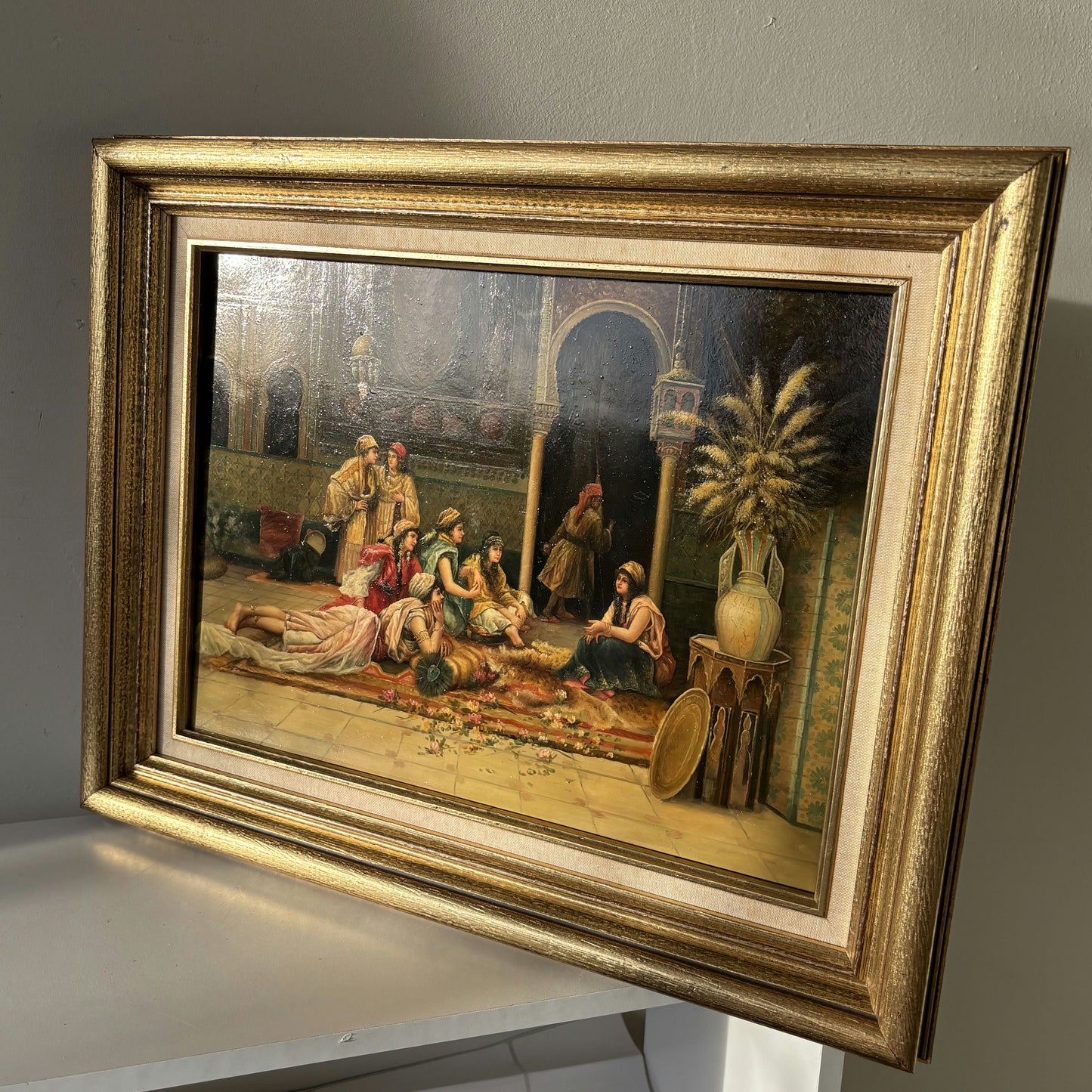 Refined Oil Painting Figurative "Gathering Women" Remarkable French Artwork