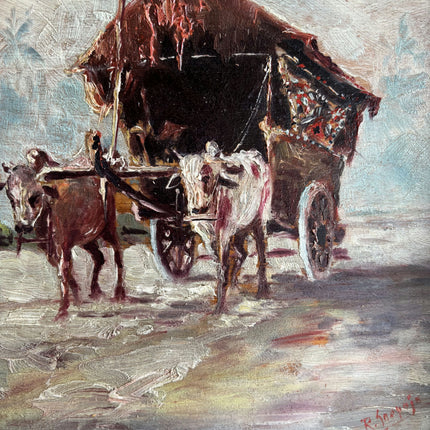 Classic Landscape Oil Painting "Ox Cart" Elegant Art Holland Art Shop