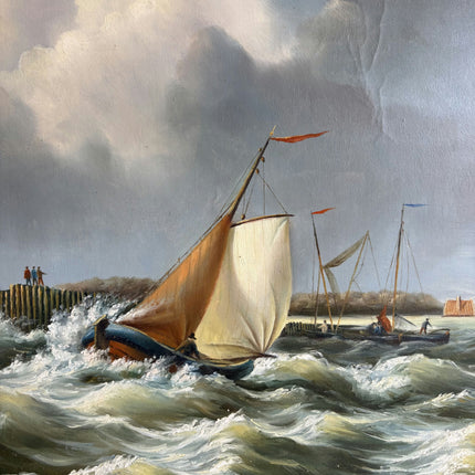 Elegant Seascape Oil Painting "Sailing Boat" Detailed Large Art Holland Art Shop
