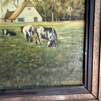 Refined Farm Oil Painting "Grazing Cows" Detailed Large Art Holland Art Shop