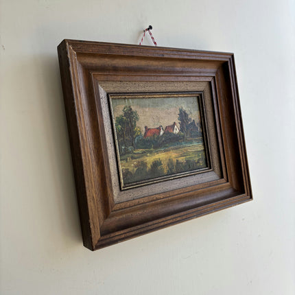 Vintage Landscape Oil Painting "Wooden Frame" Traditional Small Artwork Holland Art Shop