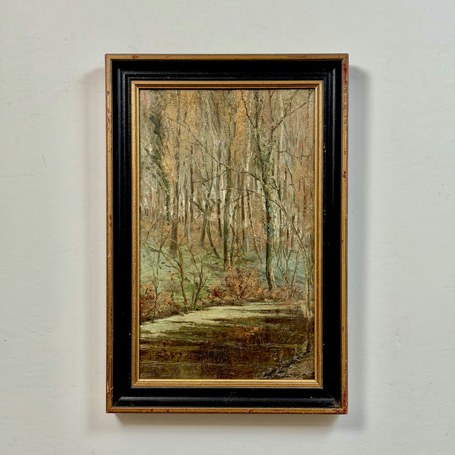 19th Century Antique Landscape Oil Painting "Birch Trees" Artwork Holland Art Shop