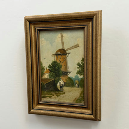 Classic Landscape Oil Painting "Old Windmill" Original Small Art Holland Art Shop