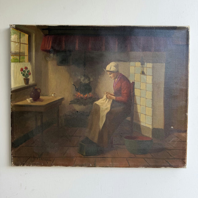Timeless Figurative Oil Painting "Seated Woman" Detailed Art Holland Art Shop