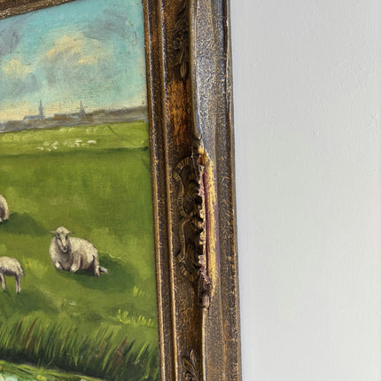 Expressive Animals Oil Painting "Grazing Sheep" Handcrafted Artwork Holland Art Shop
