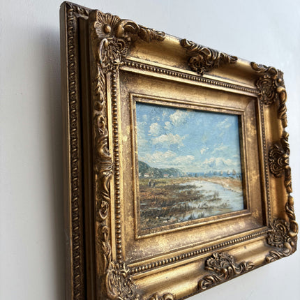 Rustic Seascape Oil Painting "Gilded Frame" Timeless Small Art Holland Art Shop