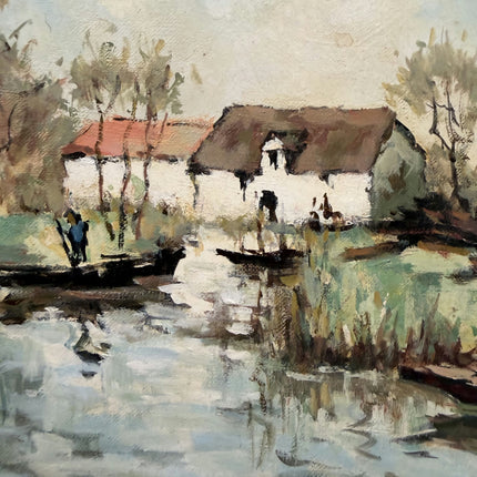 Timeless Landscape Oil Painting "Thatched Cottage" Original Art Holland Art Shop