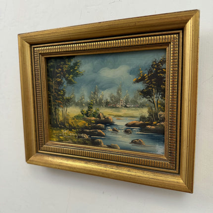 Refined Landscape Oil Painting "Gilded Frame" Original Small Artwork Holland Art Shop