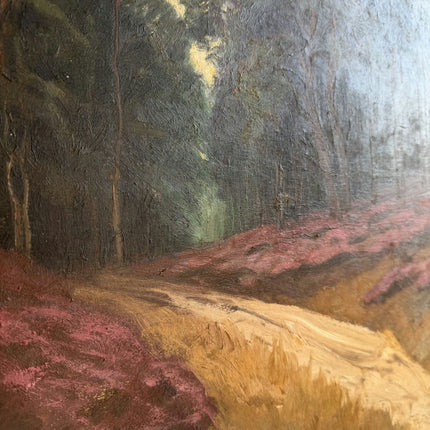 Vintage Landscape Oil Painting "Heather Path" Rustic Large Art Holland Art Shop