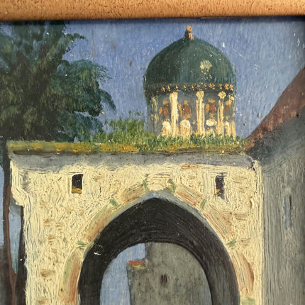 Handcrafted Cityscape Oil Painting "Ornate Frame" Rustic Small Art Holland Art Shop