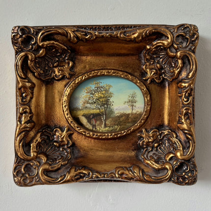 Marvelous Oil Painting Landscape "Harvest Scene" Fine Small Artwork Holland Art Shop