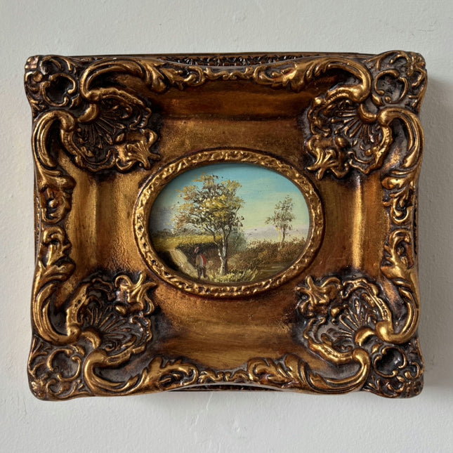 Marvelous Oil Painting Landscape "Harvest Scene" Fine Small Artwork Holland Art Shop