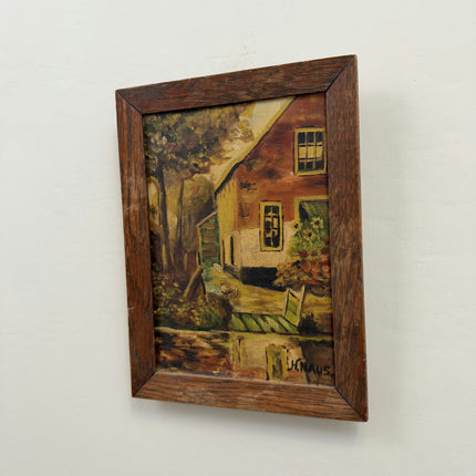 Classic Farm Oil Painting "Cracked Paint" Timeless Small Artwork Holland Art Shop