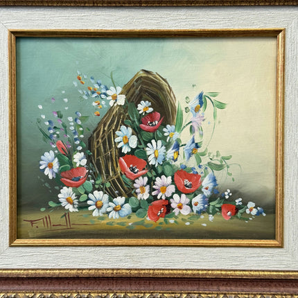 Handcrafted Floral Still Life Oil Painting "Flower Basket" Traditional Small Art Holland Art Shop