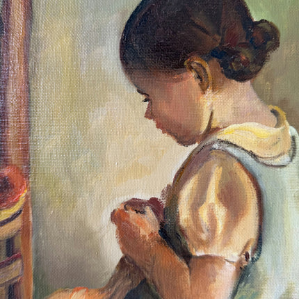 Expressive Portrait Oil Painting "Seated Girl" Elegant Art Holland Art Shop