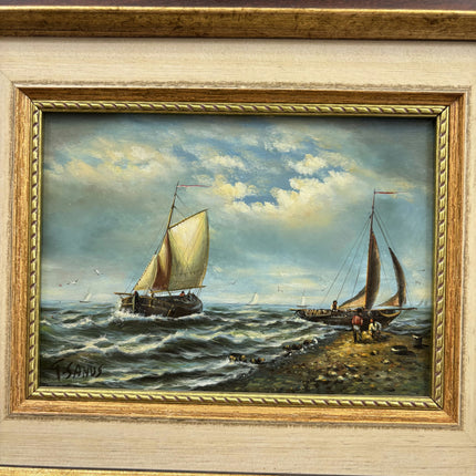 Expressive Seascape Oil Painting "Sailing Boat" Rustic Spanish  Art Holland Art Shop
