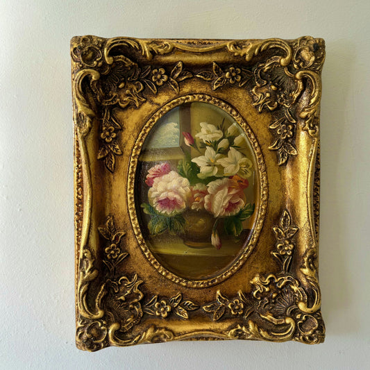 Traditional Flowery Still Life Oil Painting "Flower Vase" Fine Belgique Art