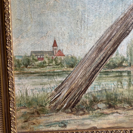 1942 Landscape Oil Painting "Leaning Tree" Art Holland Art Shop